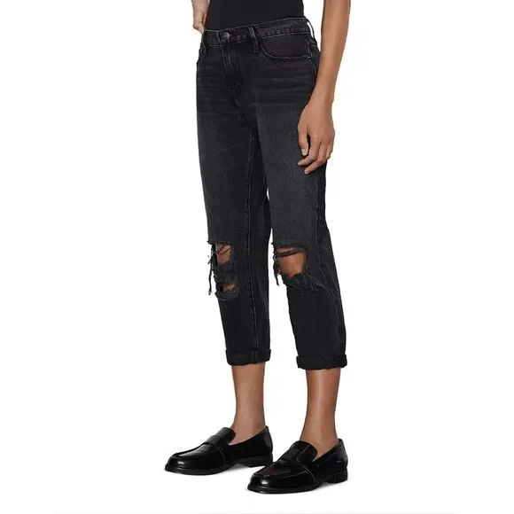 NWT FRAME Le Garcon Crop Straight Leg Boyfriend Jeans In Wilkinson Destruct 26